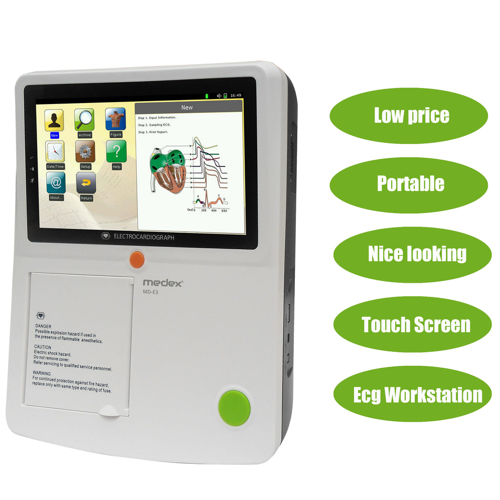 MEDEX ECG Machine 3 Channel 7 Inch Color Touch Screen